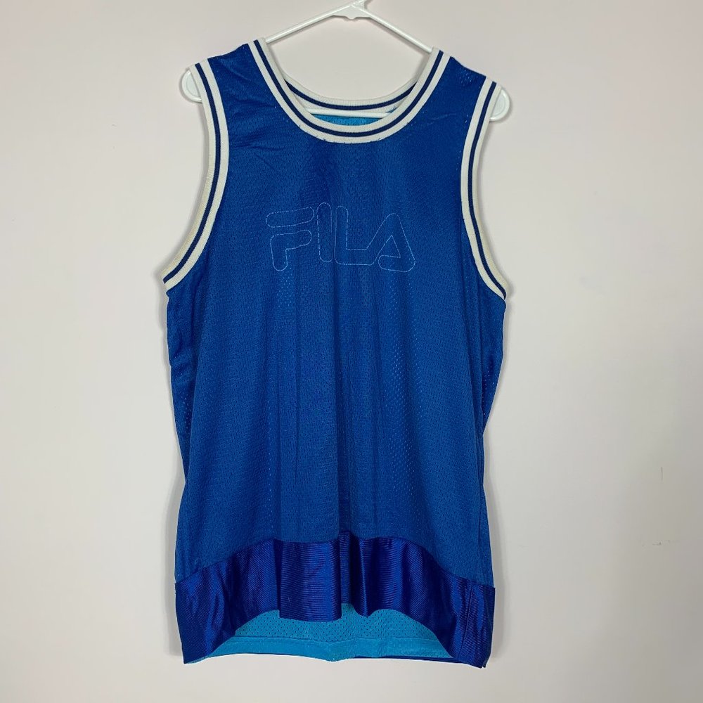 FILA Jersey Blue Navy Mesh Tank Top Polyester